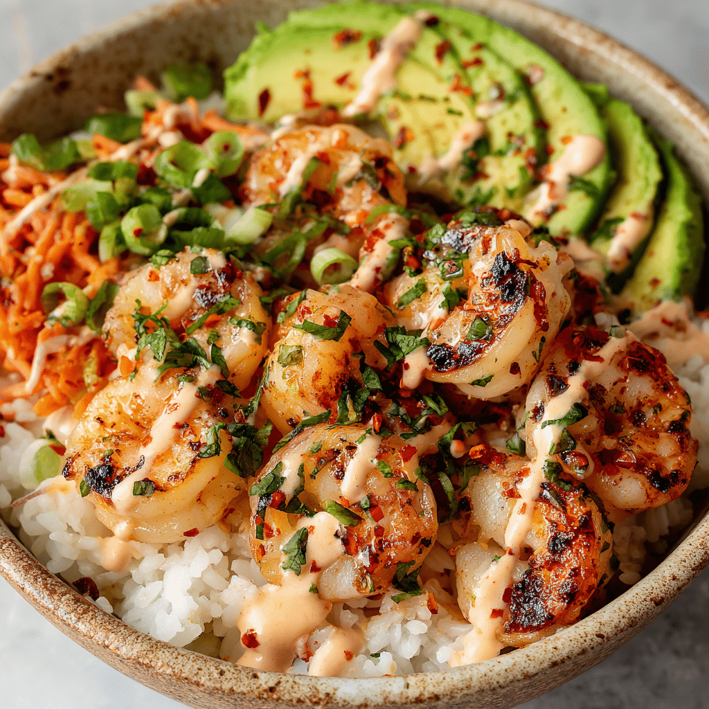 Shrimp Rice Bowls with Spicy Mayo