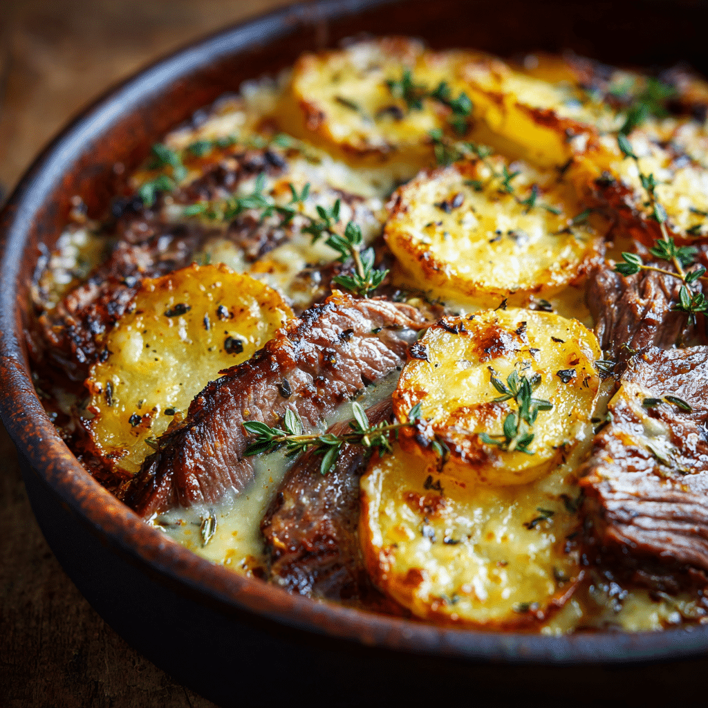 Crockpot Loaded Steak and Potato Bake