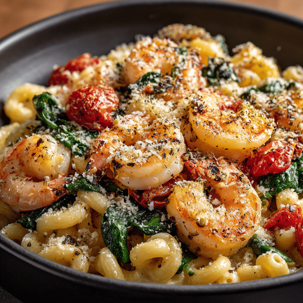 Tomato Spinach Shrimp Pasta