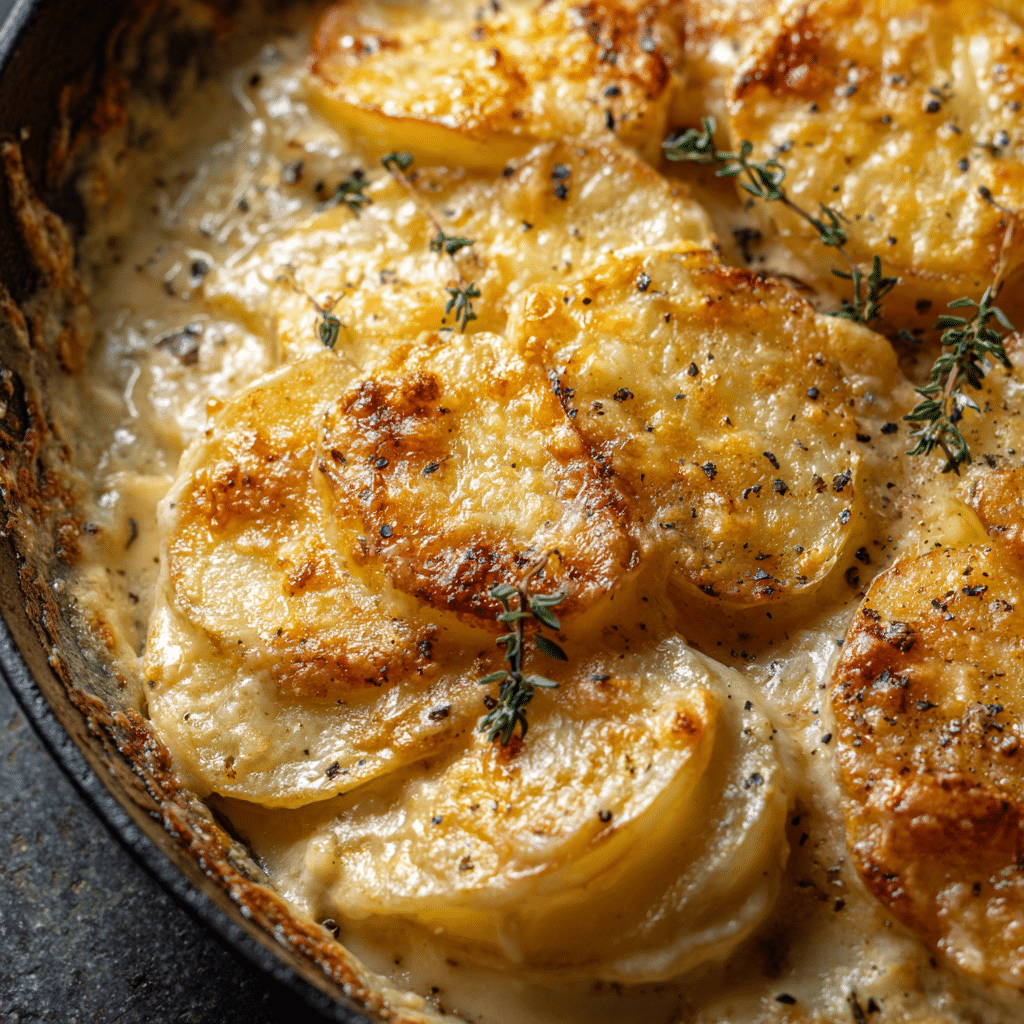 Crispy Parmesan and Gruyere Potato Gratin