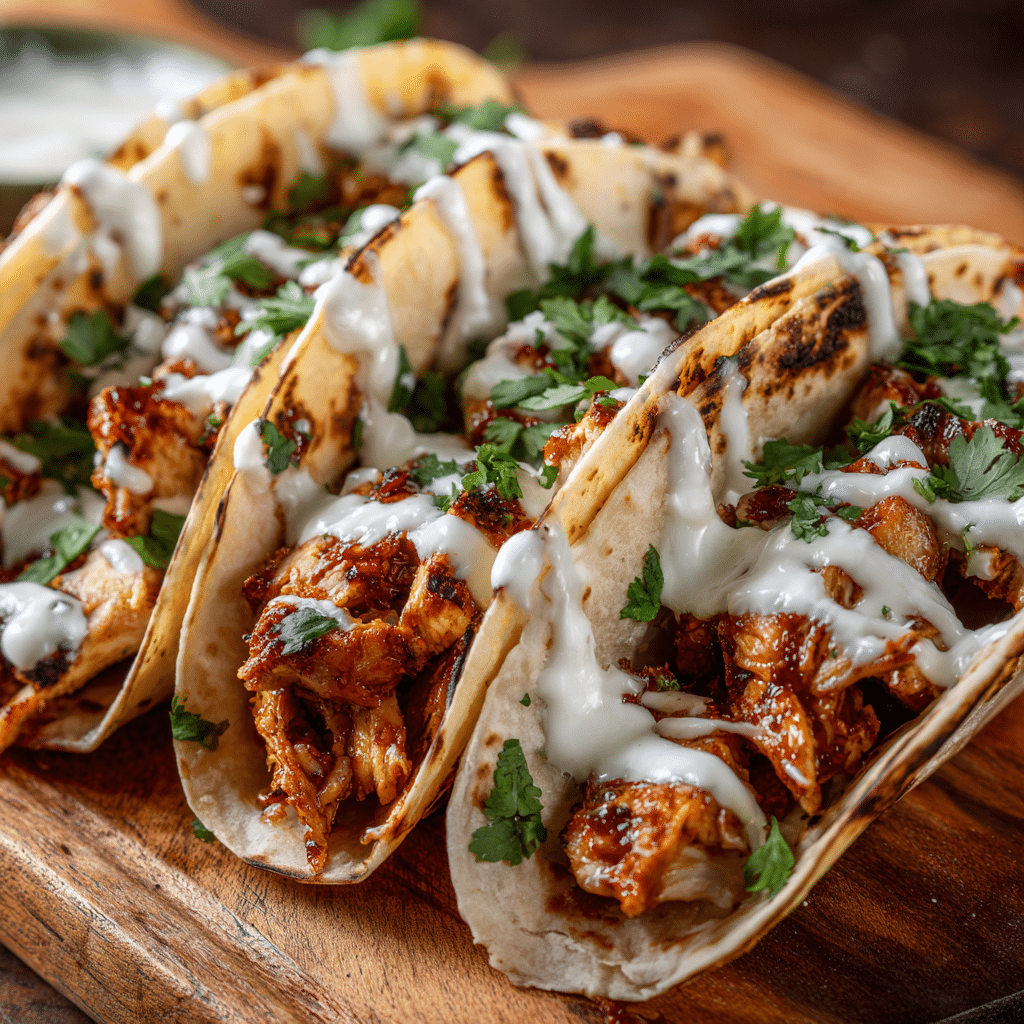 Garlic Butter Honey BBQ Chicken Tacos