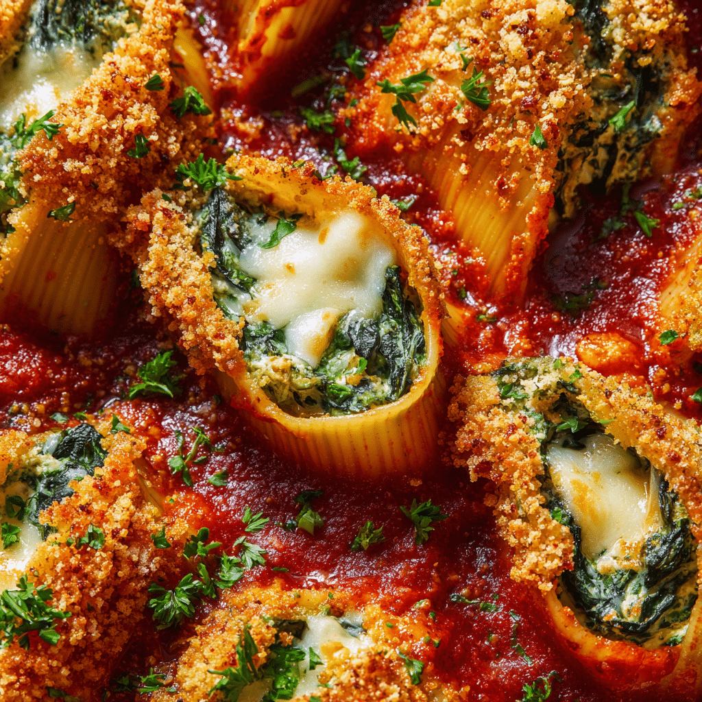 Shrimp and Spinach Stuffed Pasta Rolls with Roasted Red Pepper Cream