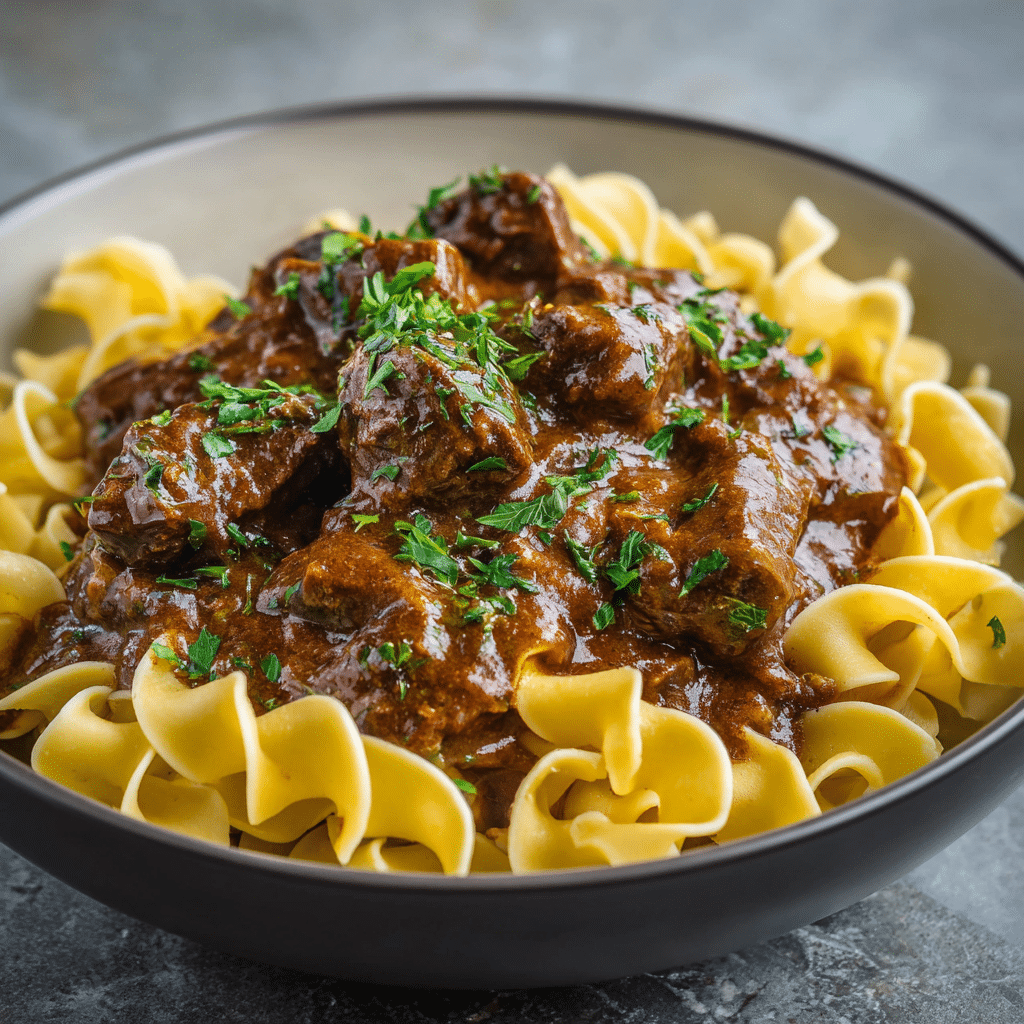 Beef Stroganoff with Egg Noodles