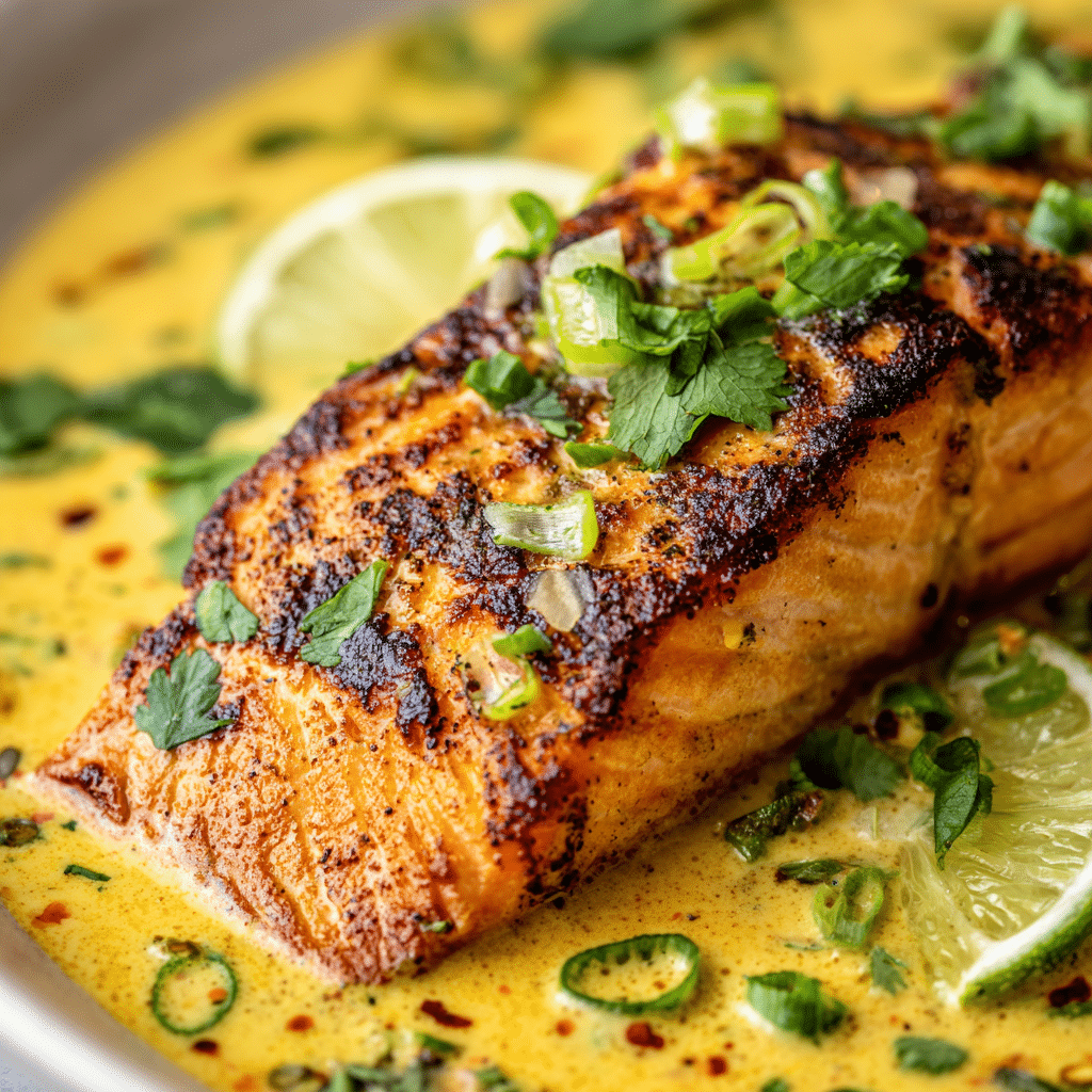 Poached Salmon in Coconut Lime Sauce
