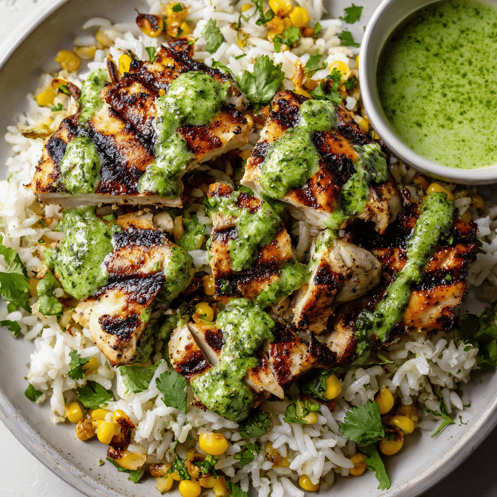 Peruvian Chicken & Rice with Green Sauce