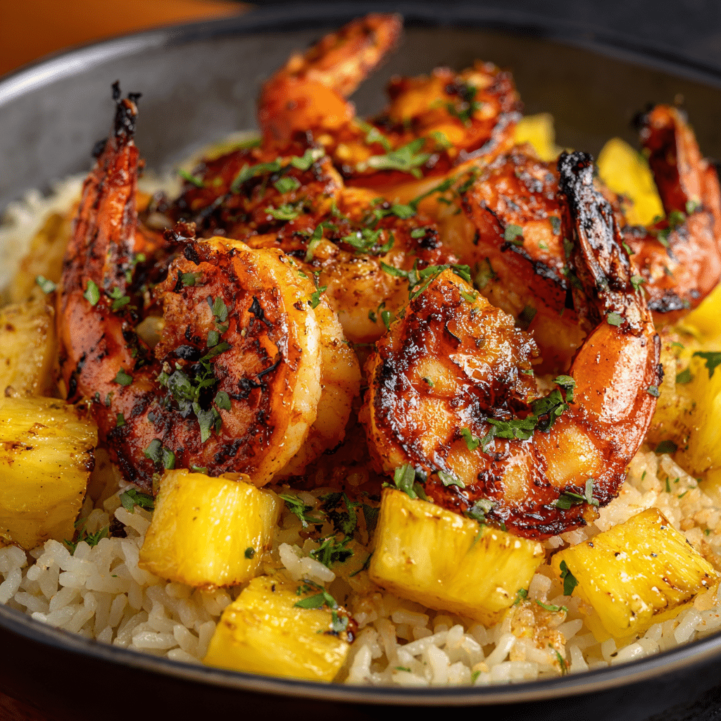 Jerk Shrimp & Pineapple Basil Rice