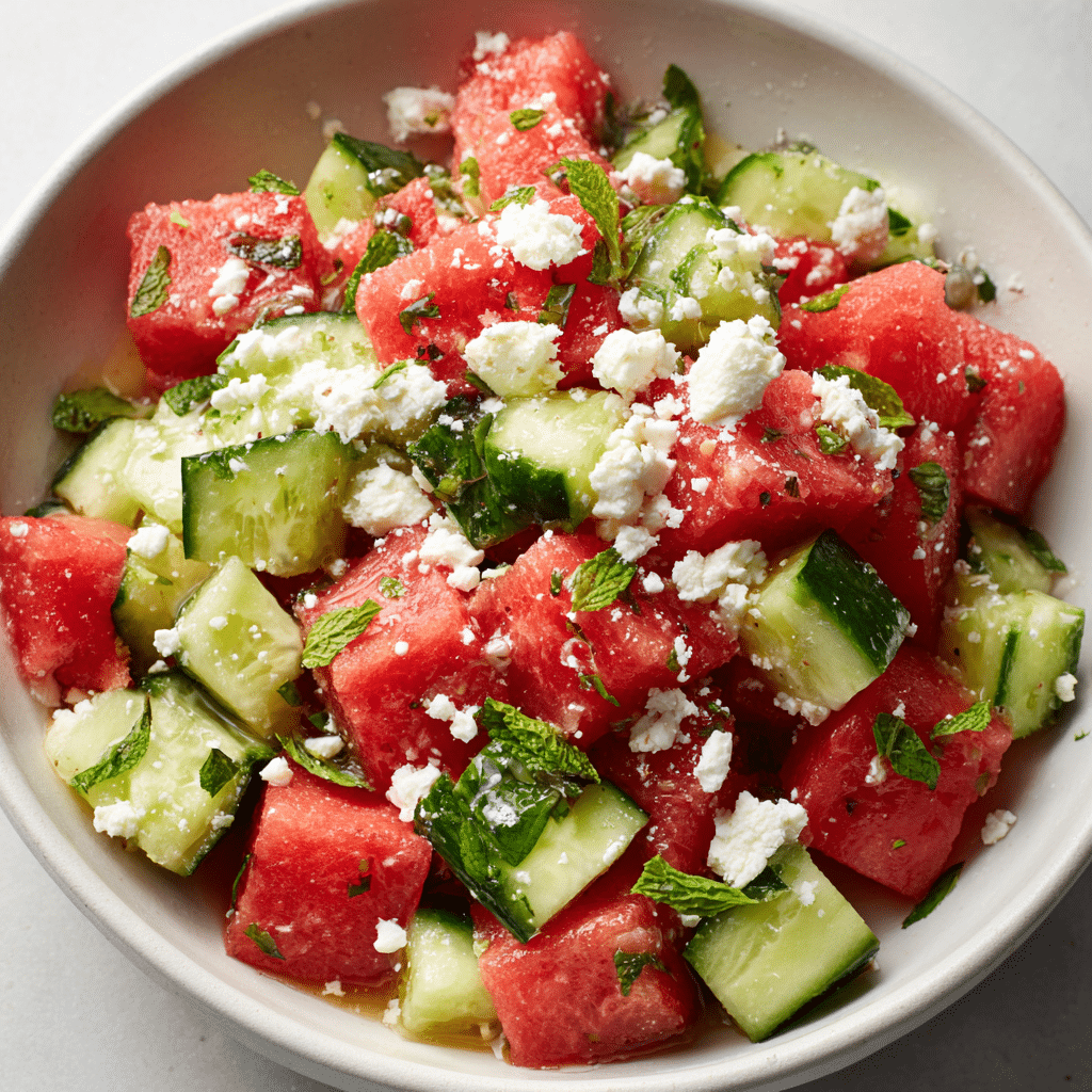 Watermelon Salad with Cucumber and Feta
