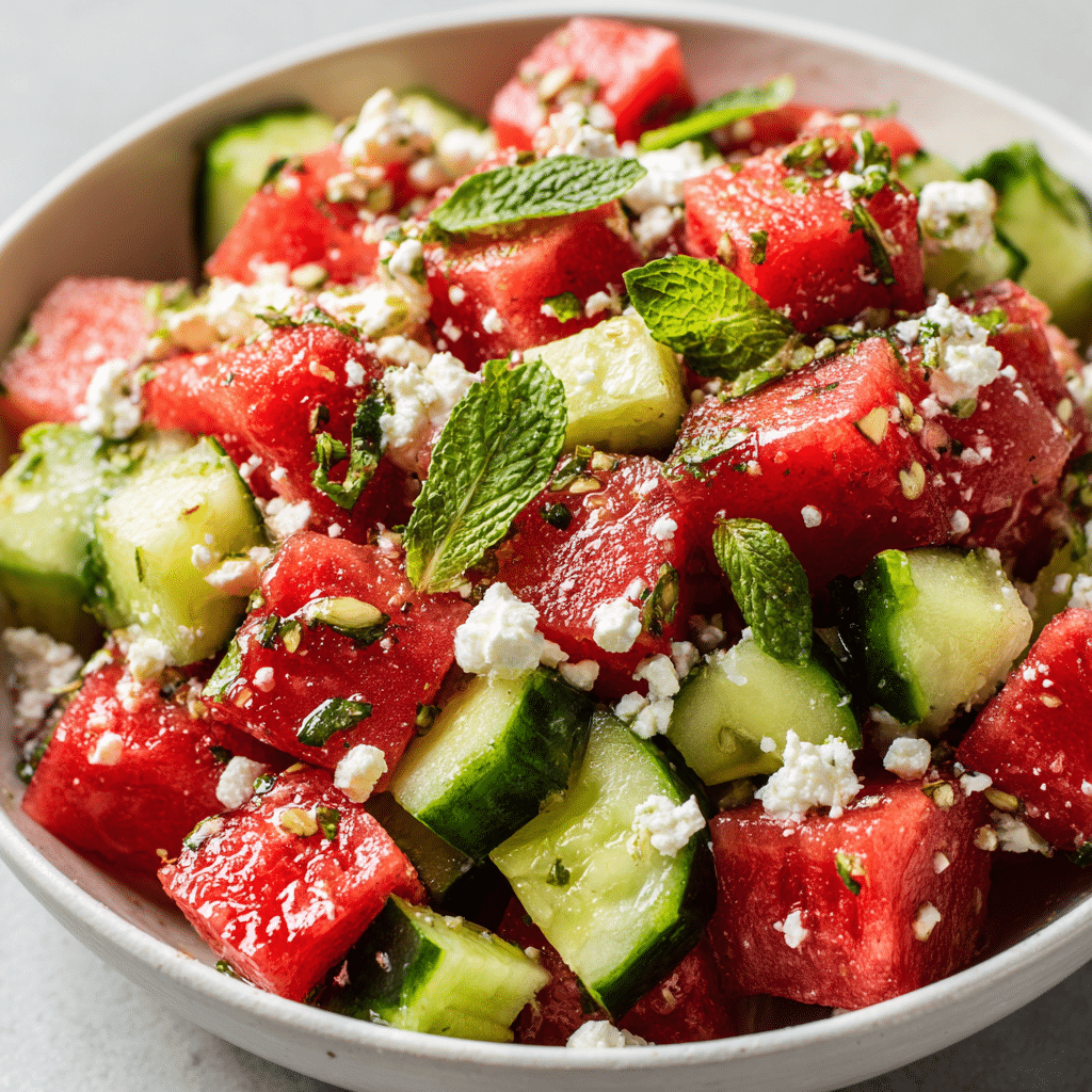 Watermelon Salad with Cucumber and Feta