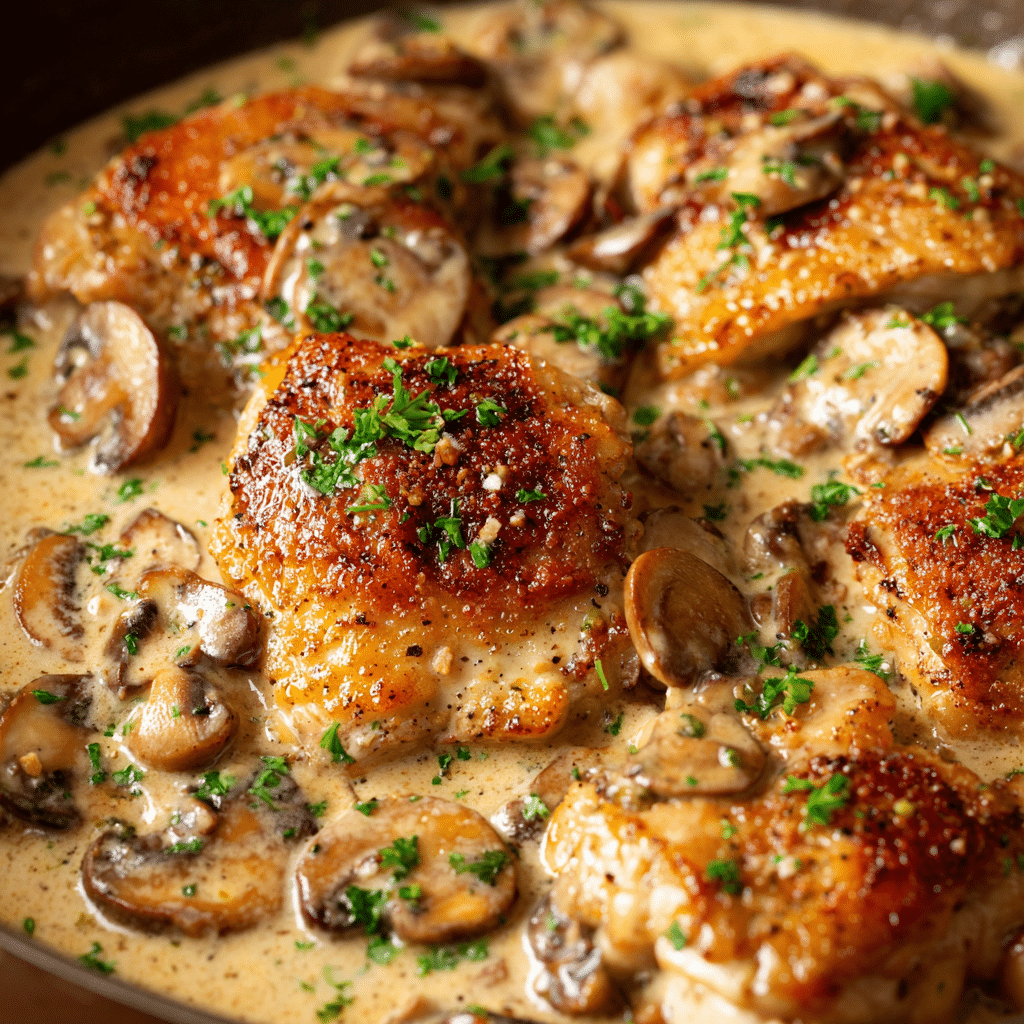Keto Chicken Thighs with Mushroom Sauce