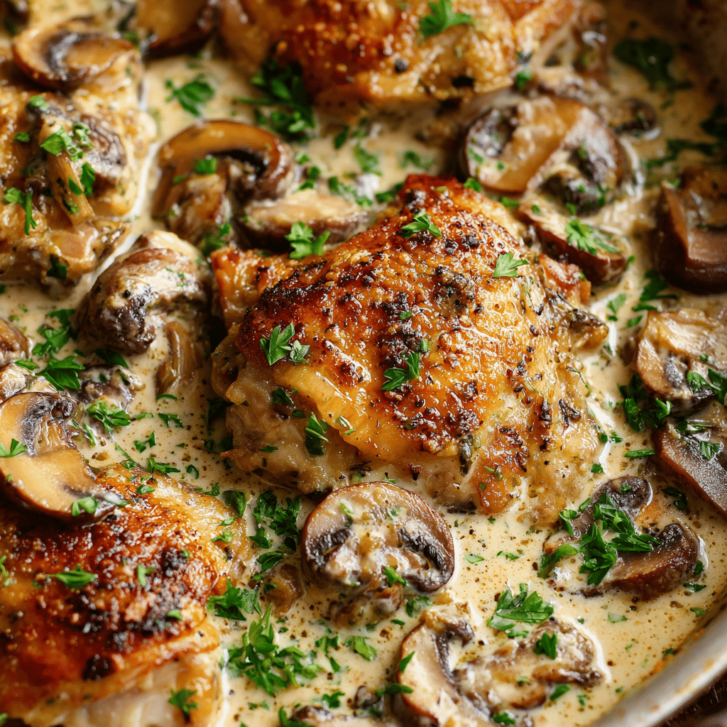 Keto Chicken Thighs with Mushroom Sauce
