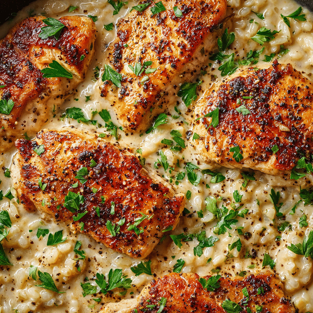 One-Pan Creamy Parmesan Chicken & Rice