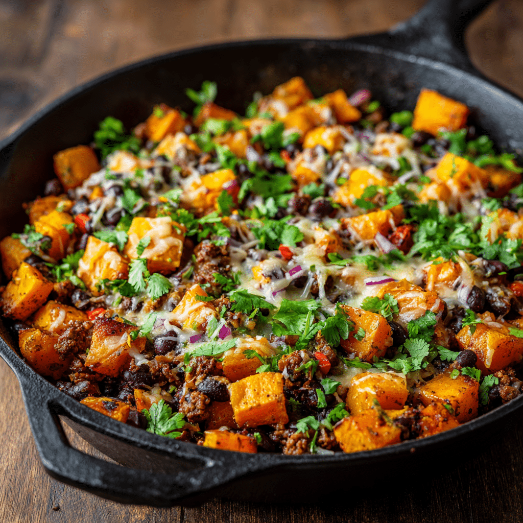 Tex-Mex Sweet Potato Hash with Ground Beef