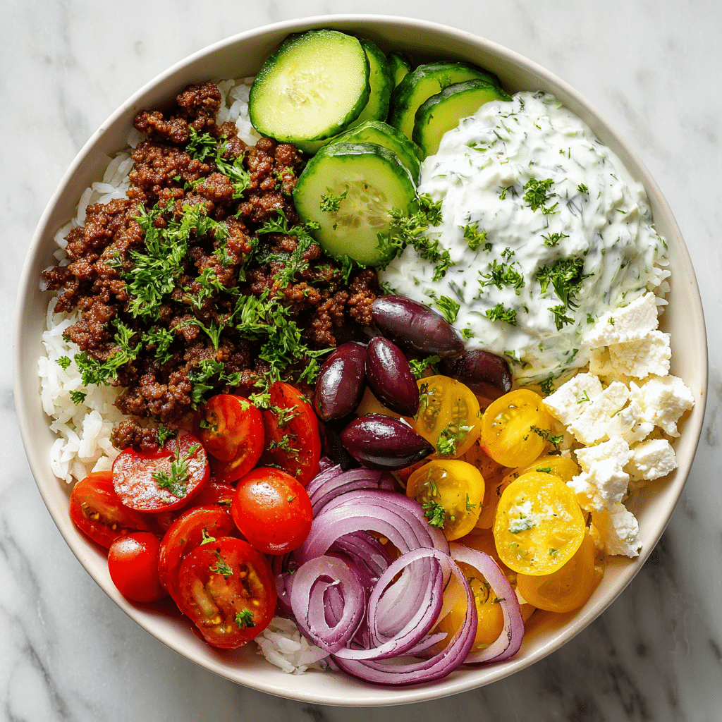 Healthy Greek Ground Turkey Rice Bowl (25-Minutes)