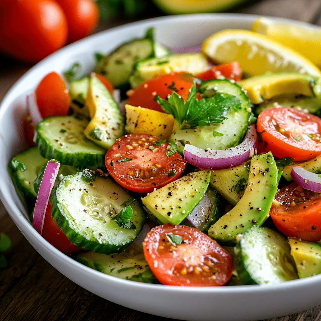 Cucumber Tomato Avocado Salad