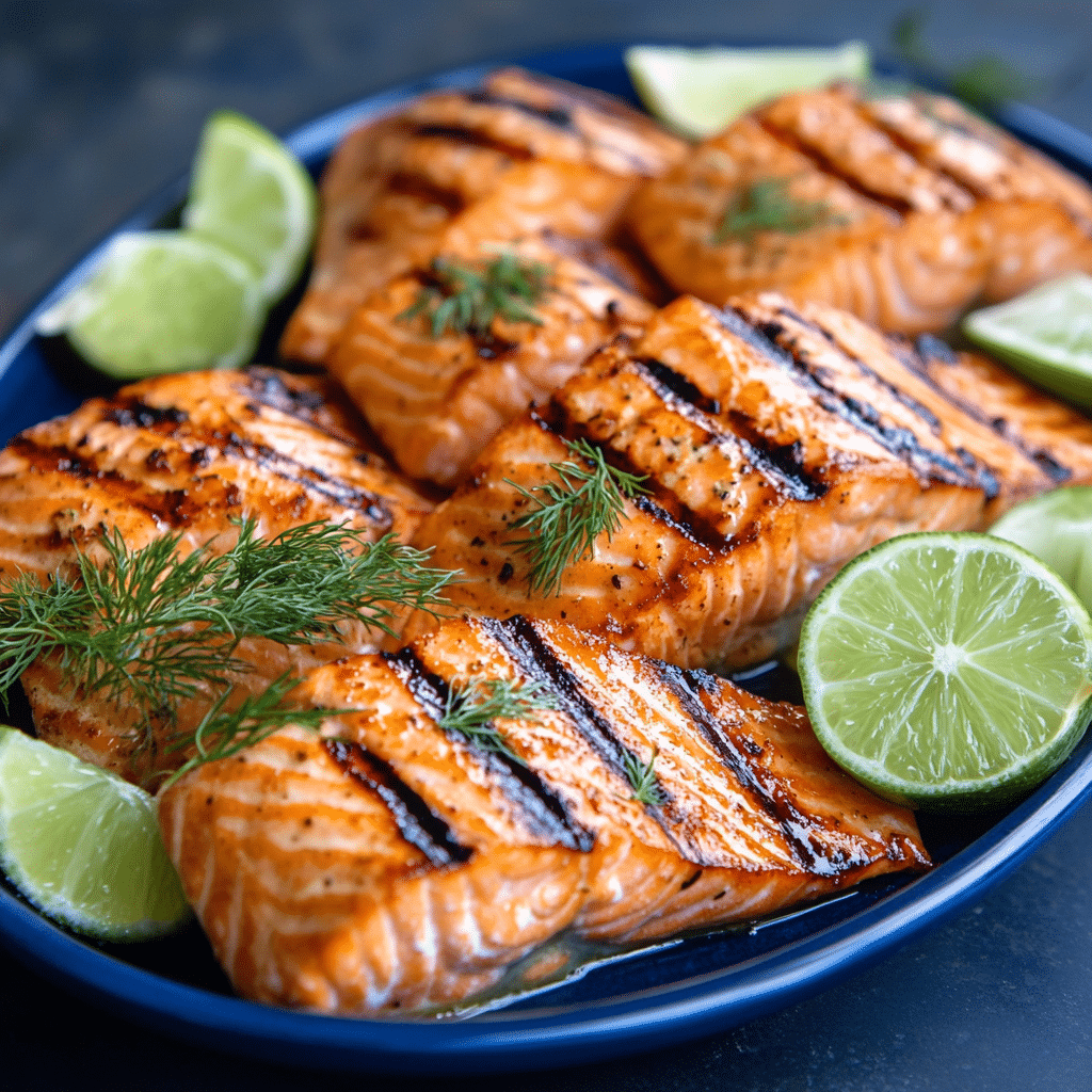 Grilled Salmon with Garlic Lime Butter