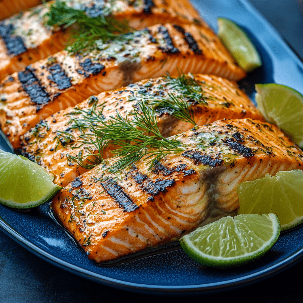 Grilled Salmon with Garlic Lime Butter