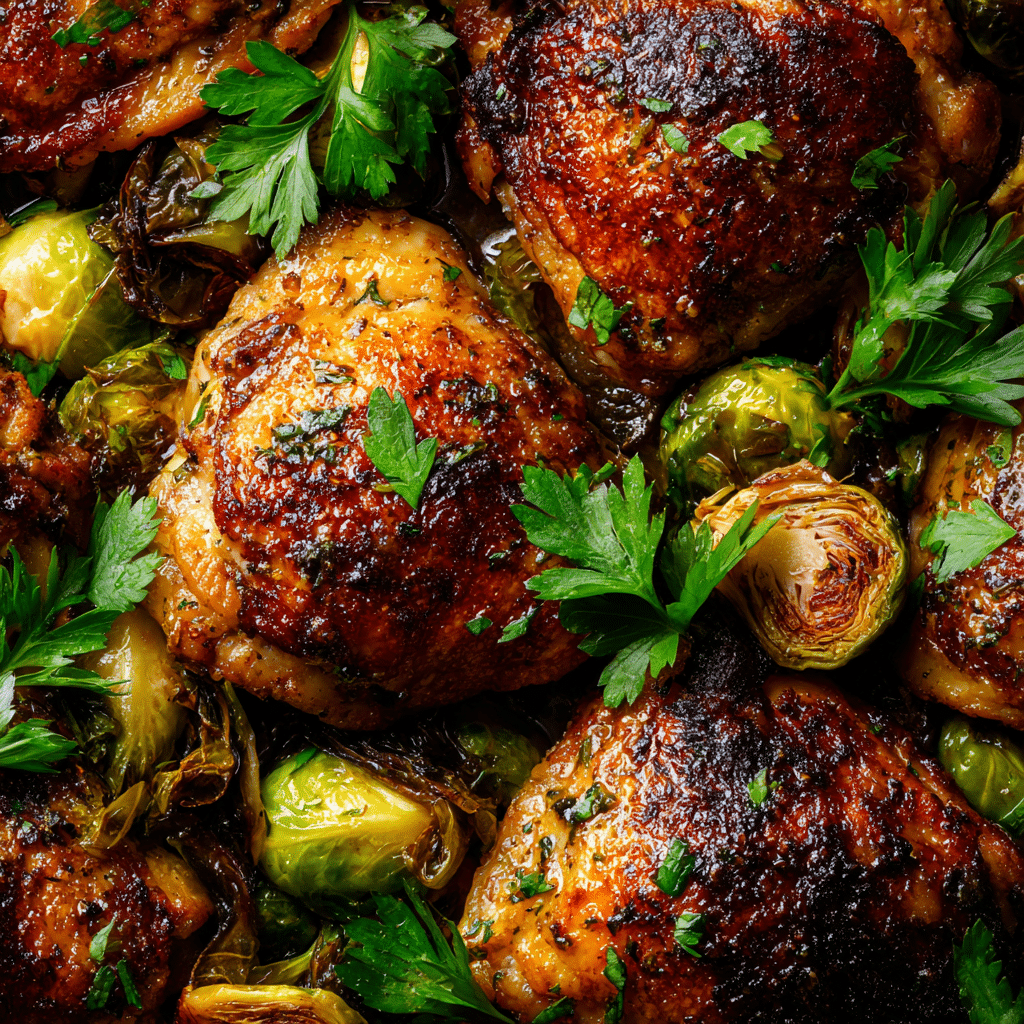 Garlic Dijon Chicken and Brussels Sprouts Recipe