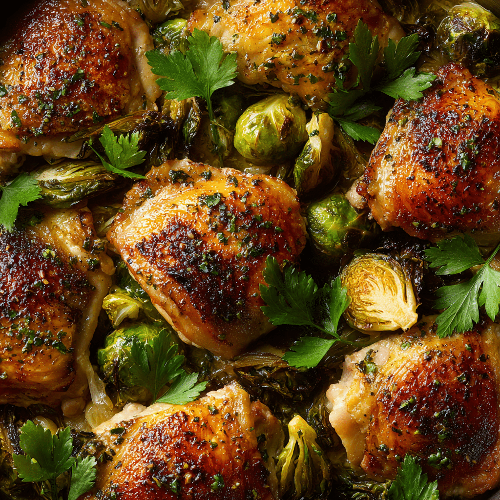Garlic Dijon Chicken and Brussels Sprouts Recipe