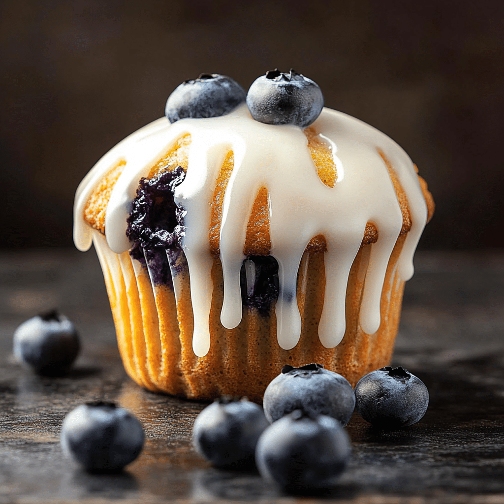 Blueberry Muffins with Lemon Glaze