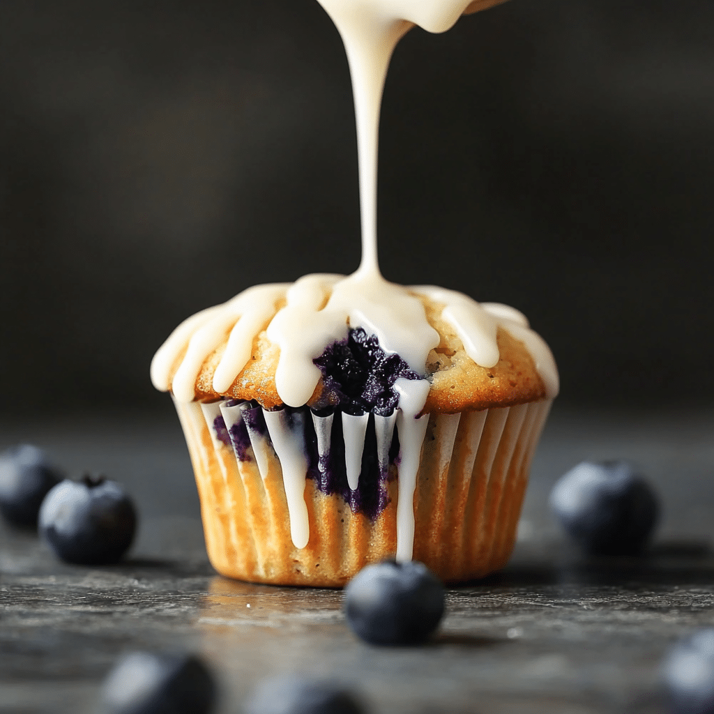 Blueberry Muffins with Lemon Glaze