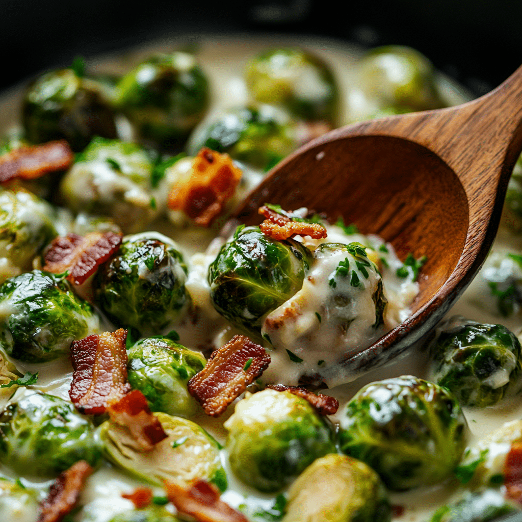 Brussels Sprouts in Alfredo Sauce
