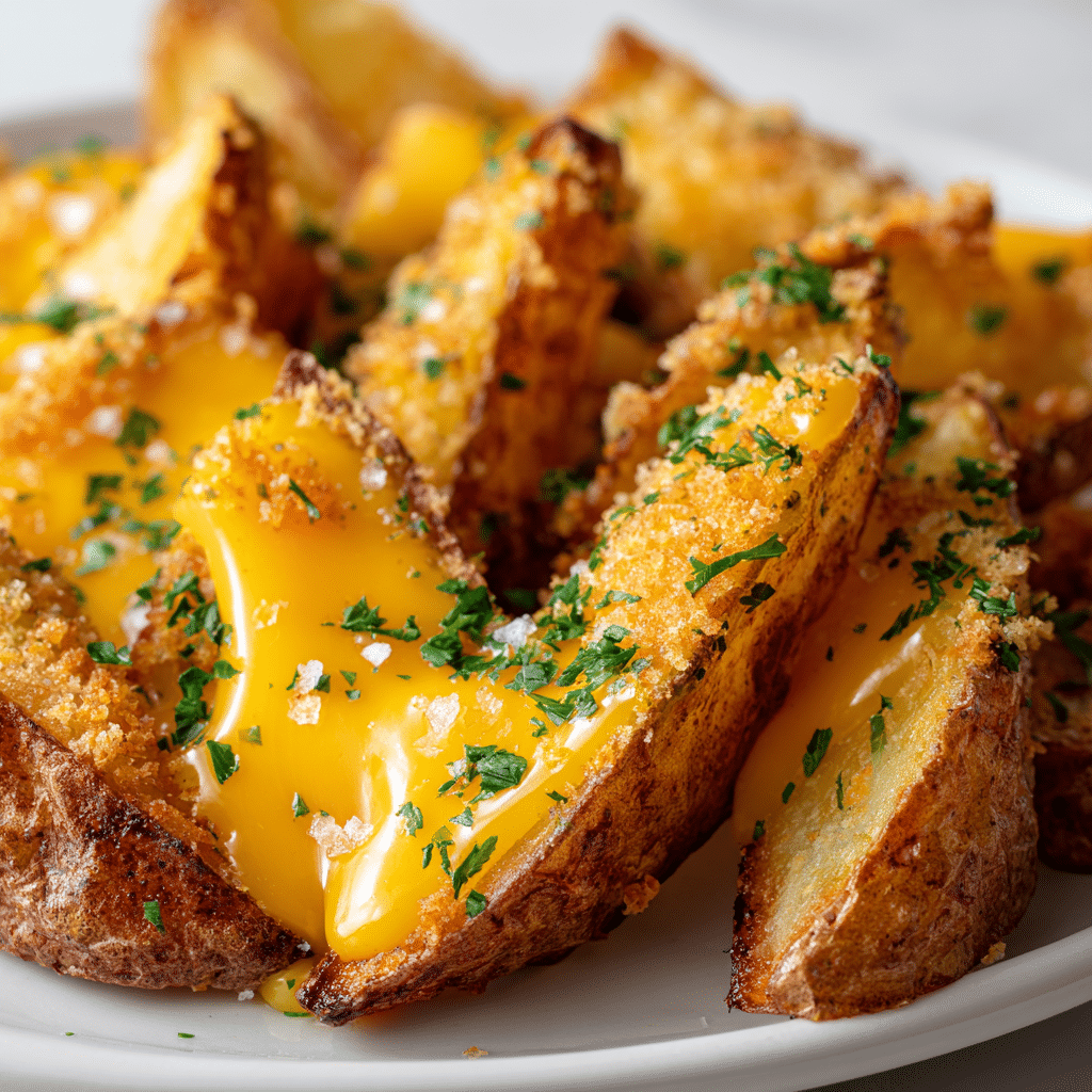 Crispy Air Fryer Cheesy Potato Wedges Recipe