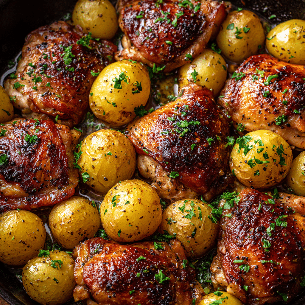 One Pan Honey Garlic Chicken and Potatoes