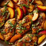 Easy Peach Basil Balsamic Chicken