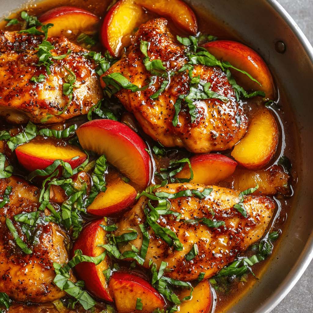 Easy Peach Basil Balsamic Chicken