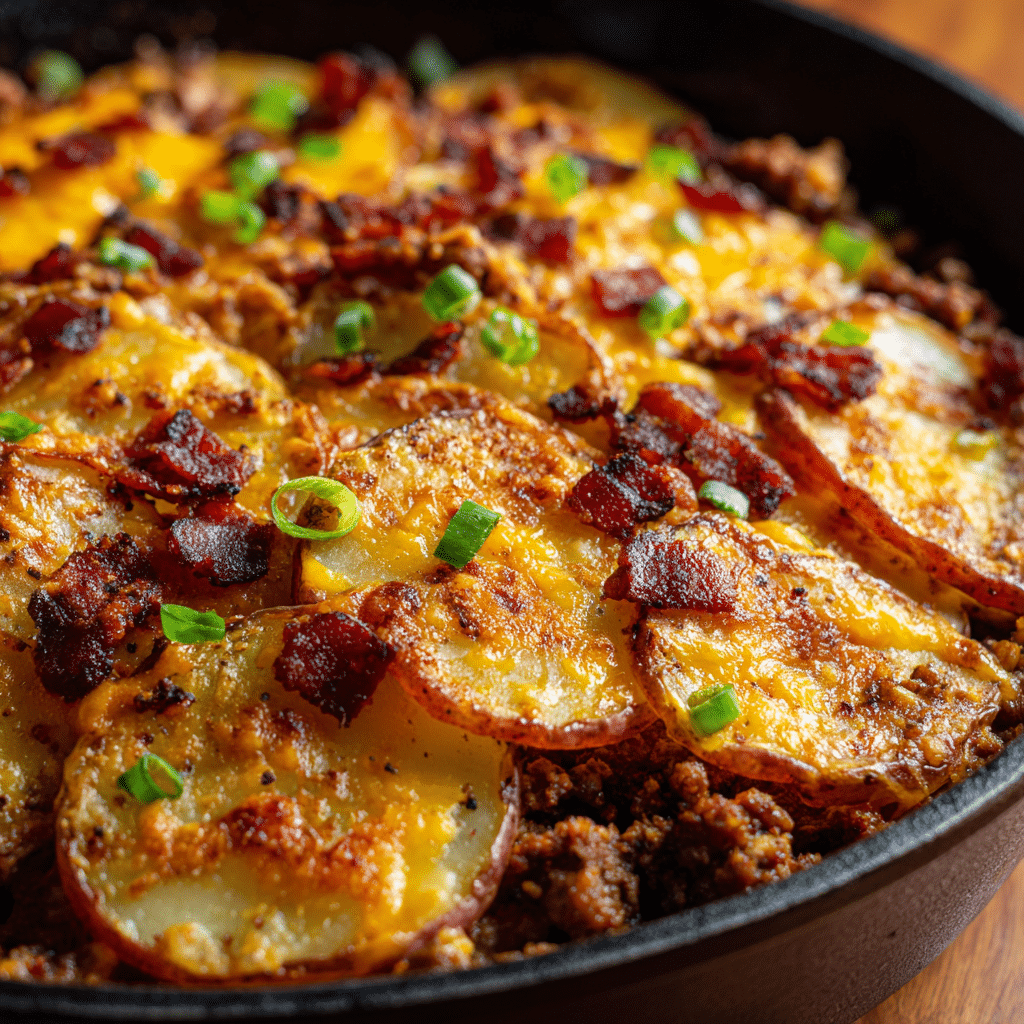 Loaded Ground Beef and Potatoes Skillet