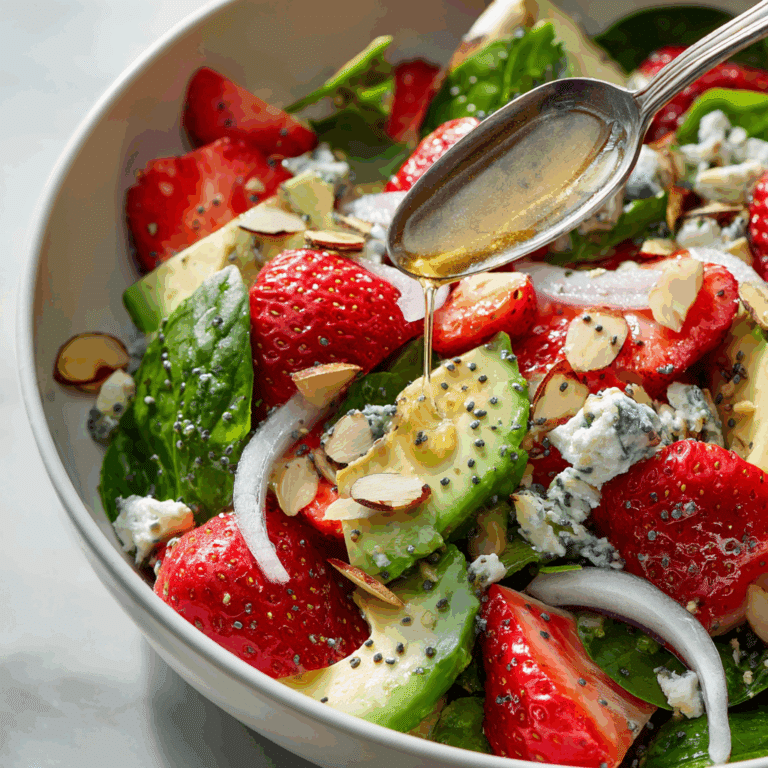 Strawberry Avocado Spinach Salad with Poppyseed Dressing