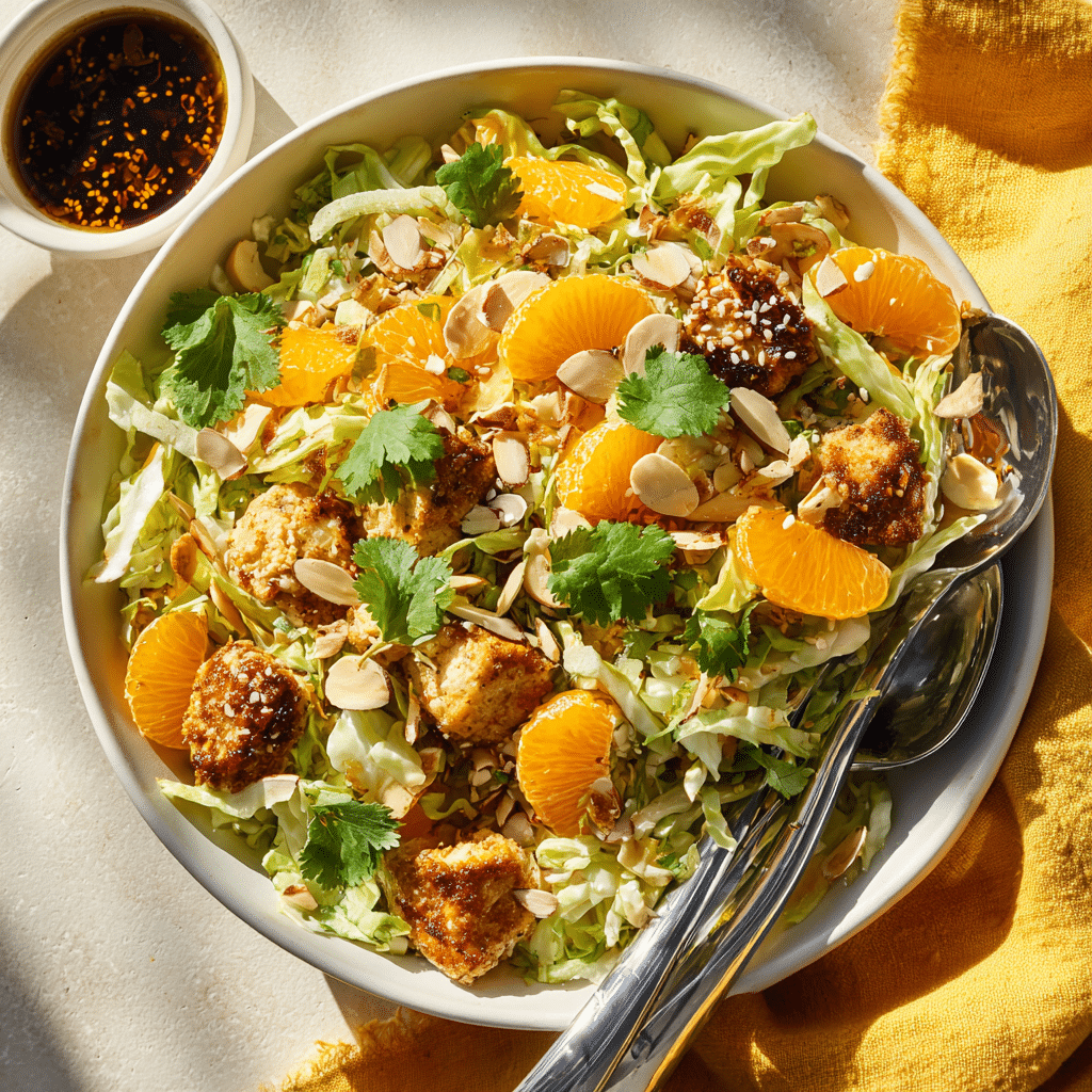 Crispy Coconut Chicken Salad with Sesame Vinaigrette