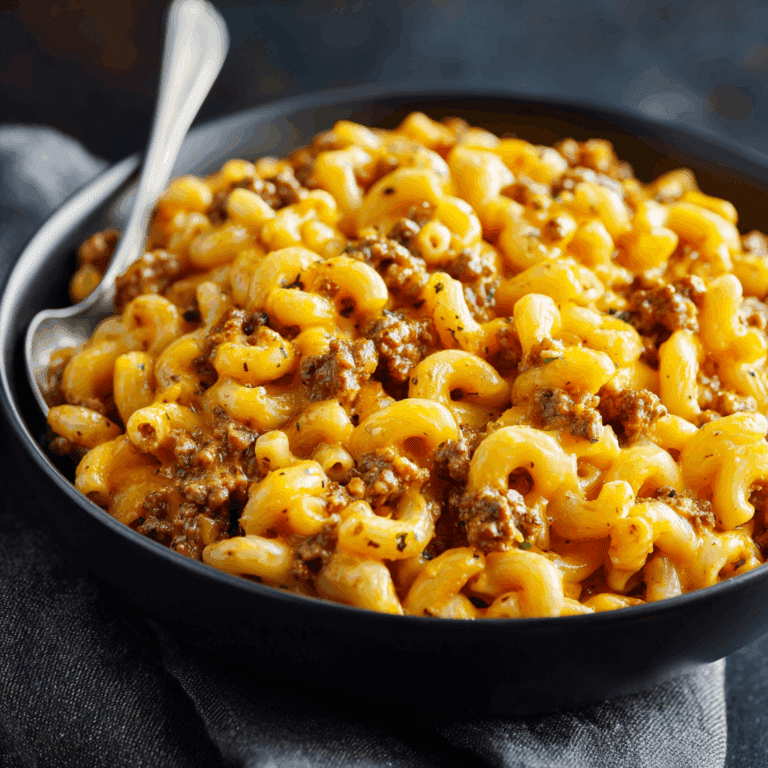 One-Pot Macaroni Cheeseburger Soup