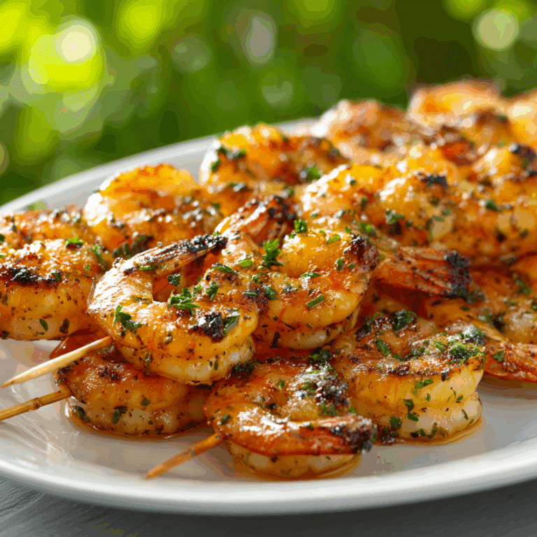 Grilled Shrimp Skewers with Tomato, Garlic & Herbs