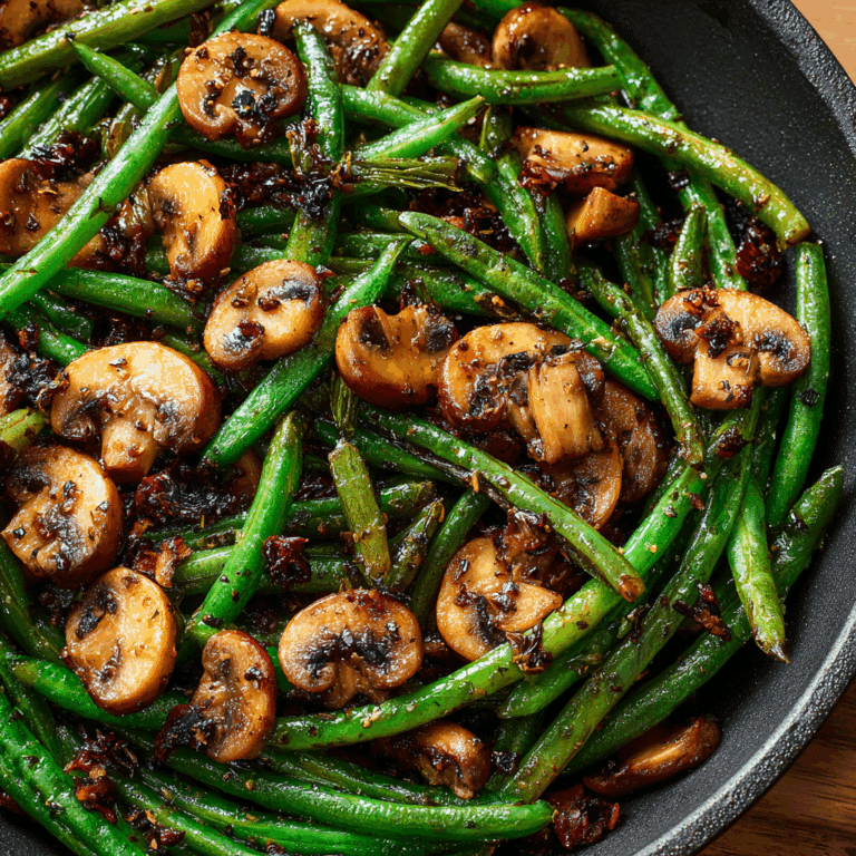 Stir-Fried Szechuan Green Beans and Shiitake Mushrooms