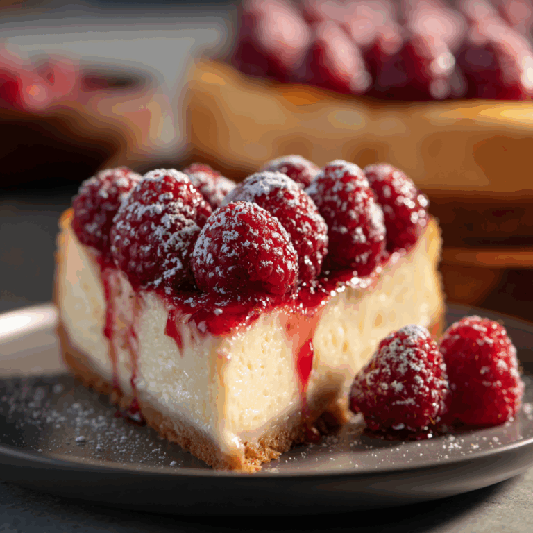 Ricotta Cheesecake with Fresh Raspberries