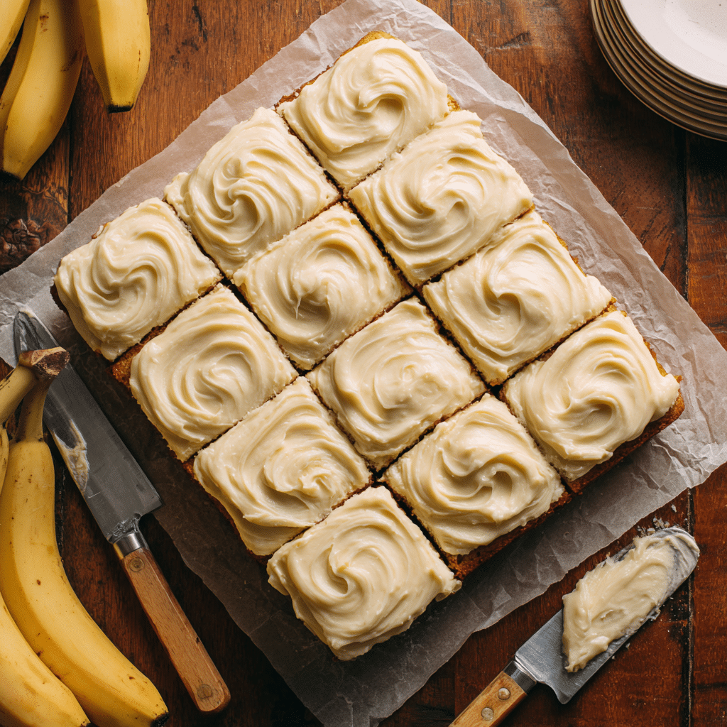 Browned Butter Banana Bars With Salted Caramel Buttercream