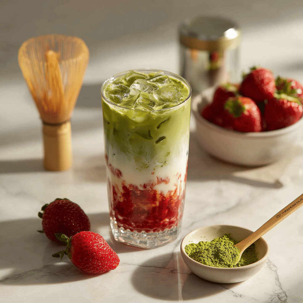 Iced Strawberry Matcha Latte
