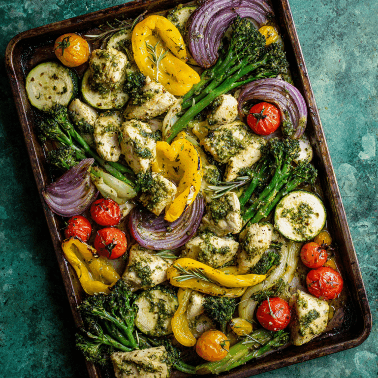 One Pan Pesto Chicken and Vegetables