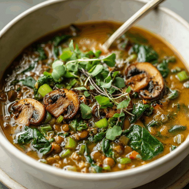 French Lentil and Mushroom Soup