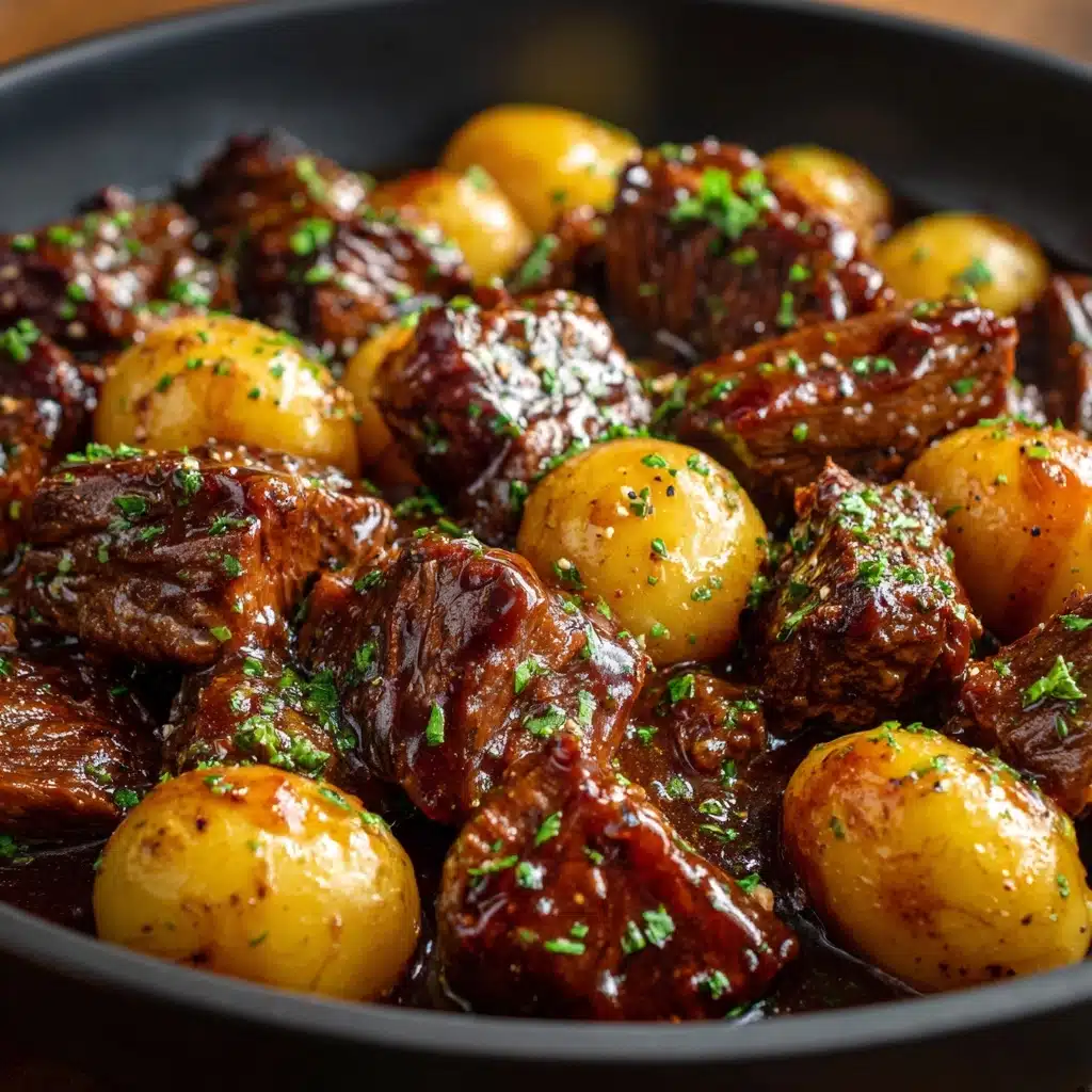 Slow Cooker Garlic Butter Beef Bites & Potatoes Recipe