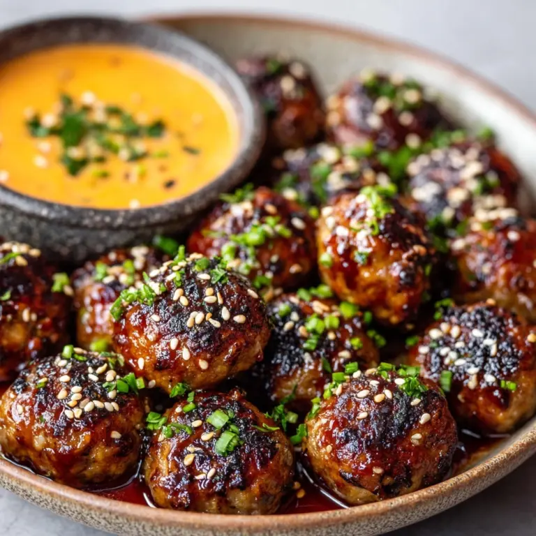 Korean BBQ Meatballs with Spicy Mayo Dip Recipe