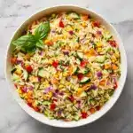 Lemony Rainbow Orzo Salad Recipe