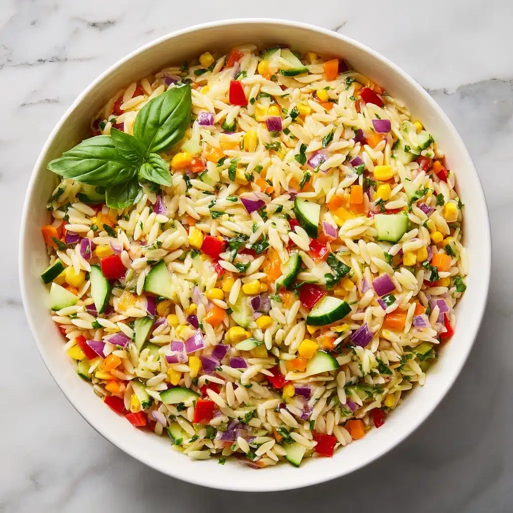 Lemony Rainbow Orzo Salad Recipe