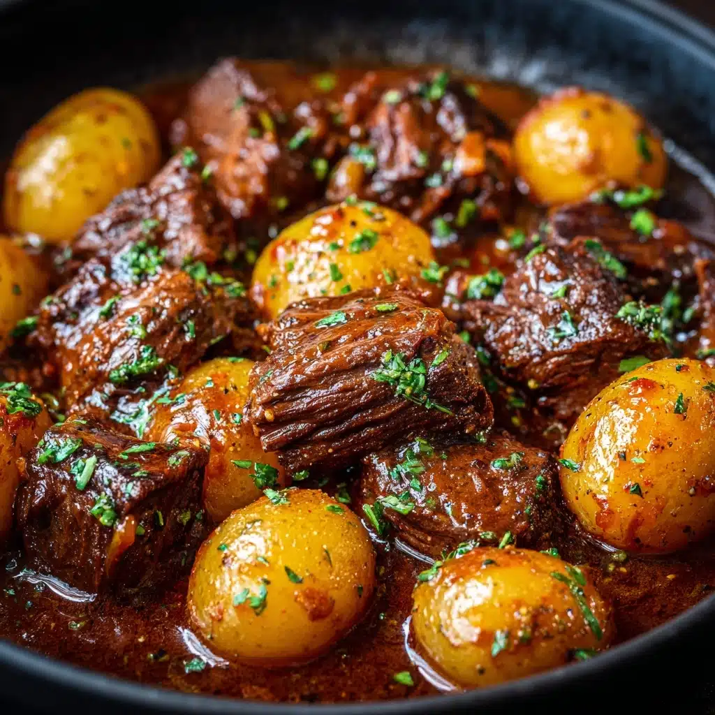 Slow Cooker Garlic Butter Beef Bites & Potatoes Recipe - Recipe Image