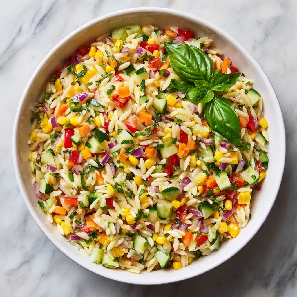 Lemony Rainbow Orzo Salad Recipe - Recipe Image